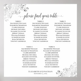 5 Bord enkla Bröllop-sätesdockor Silver Poster