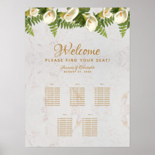 5 Bord Placeringsplan för Bröllop med Calla Liljor Poster