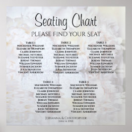 5 Bord Vita reflektioner Bröllop Sittdiagram Poster