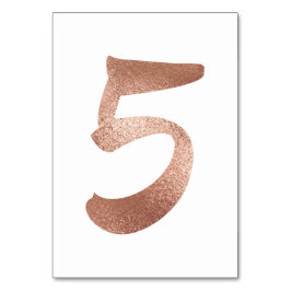 5 Bordsnummer Vit metall Rosa ros Guld
