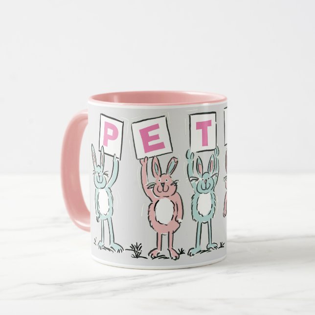 5 Brev Namn med Roligt kaniner Mugg (Framsida vänster)