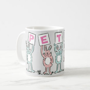 5 Brev Namn med Roligt kaninkaffe Mugg
