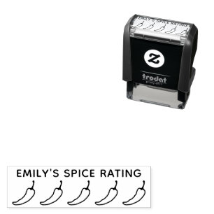 5 Chili Pepper Spice Rating Bok Självfärgande Stämpel