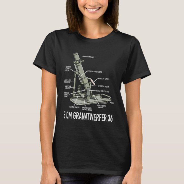 5 cm Granatwerfer 36 German WW2 50mm Mortar Diagra T Shirt (Framsida)