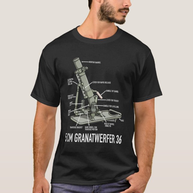 5 cm Granatwerfer 36 German WW2 50mm Mortar Diagra T Shirt (Framsida)