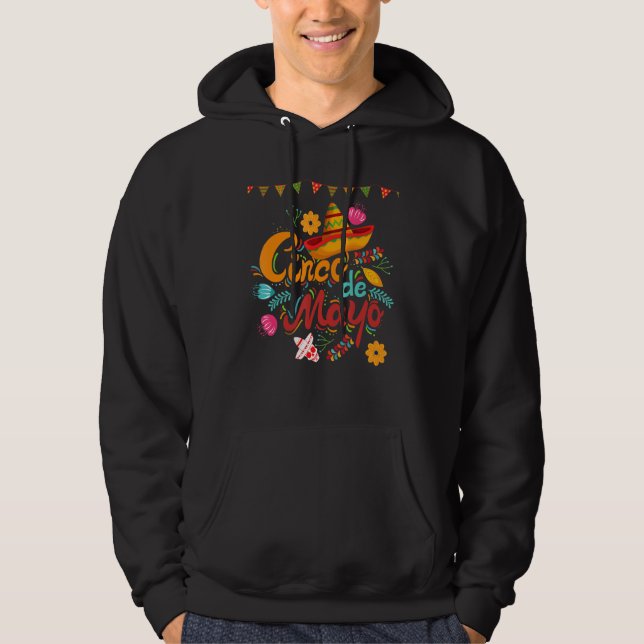 5 de Mayo Fiesta Tacos Nacho Mexican Sombrero Flor Hoodie (Framsida)