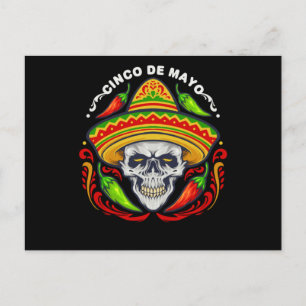 5 De Mayo Mexican Sugar Skull, Cinco De Mayo Skull Vykort