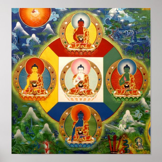 5 Dhyani Buddhas Poster (Framsidan)
