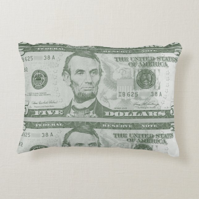 5 dollar Bill Pillow Prydnadskudde (Baksidan)