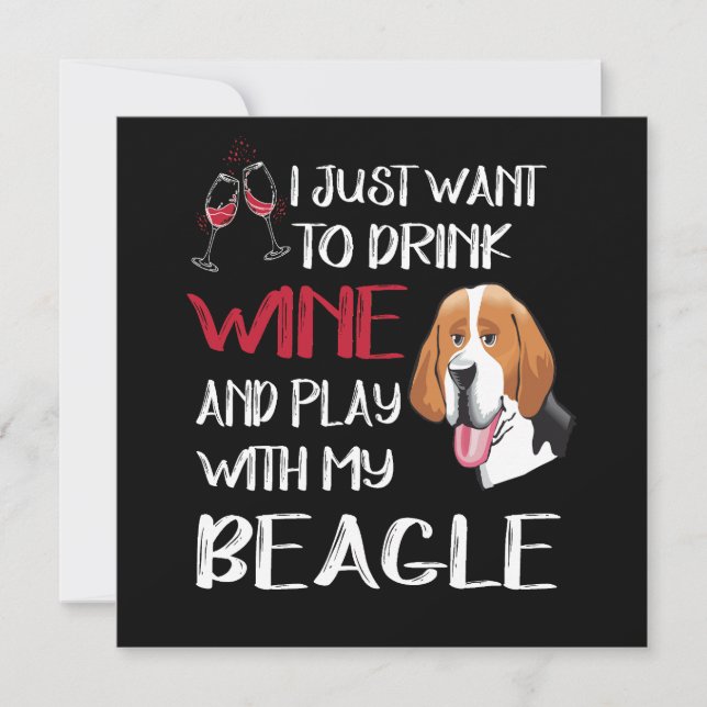 5 Drick Vin Och Lek Med Min Beagle Inbjudningar (Framsida)