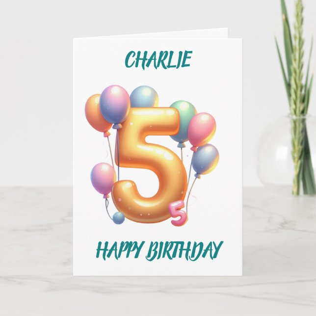 5:E BIRTHDAY BALLOONS GRATTIS PÅ FÖDELSEDAGEN KORT (Framsida)