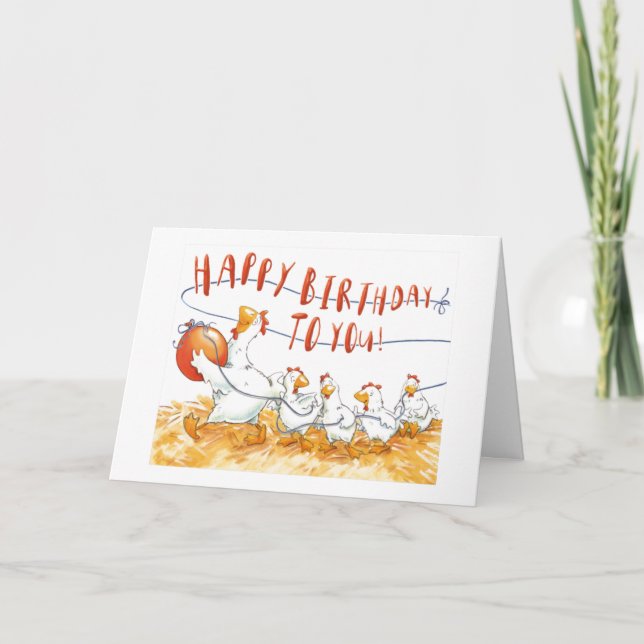 *5:e BIRTHDAY* FRÅN VISSA LYCKLIG CHICKENS Card Kort (Framsida)