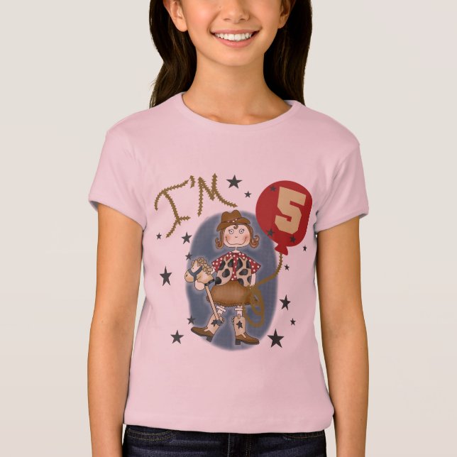 5:e Cowgirl Birthday Tshirts and Gifts (Framsida)