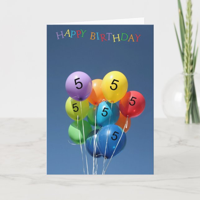 5:e färgad-ballonger för födelsedagskort kort (Framsida)