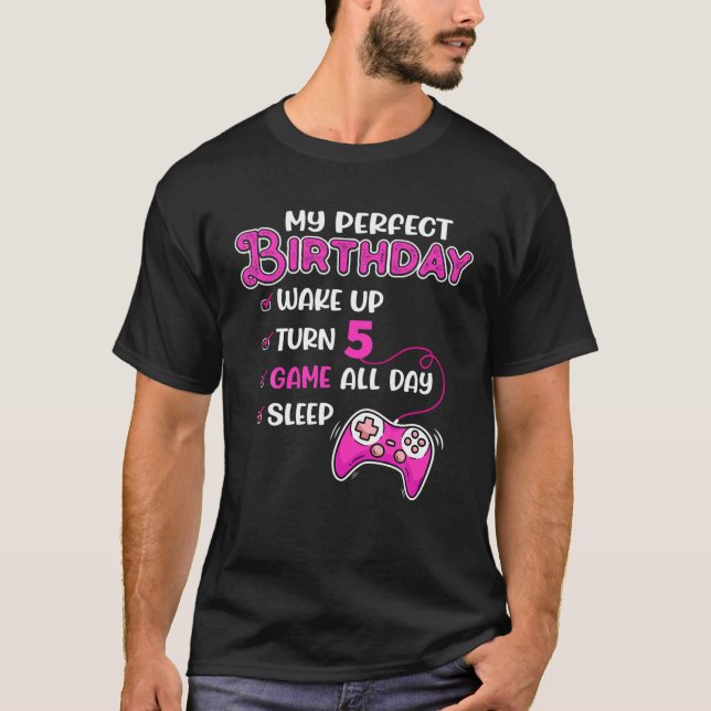 5:e födelsedag, 5-årig Perfekt för gamerflicka, da T Shirt (Framsida)