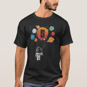 5:e födelsedag Astronaut Planet 5 år Gammal flicka T Shirt
