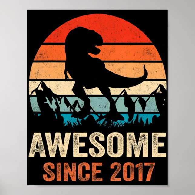 5:e födelsedag Dinosaur 5-åring Gamla pojkbarn Fan Poster (Framsidan)