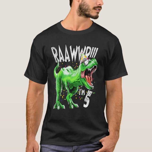 5:e födelsedag, födelsedag T Rex - barn 5 år Shirt (Framsida)