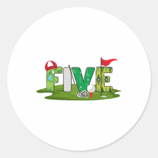 5:e födelsedag Golf-tema 5:e året Gamla barn - idr Runt Klistermärke