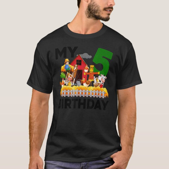 5:e födelsedag Kow Gris Chicken Farmer Farm T Shirt (Framsida)