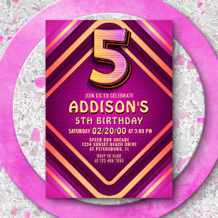 5:e födelsedag Neon-inbjudan Inbjudningar