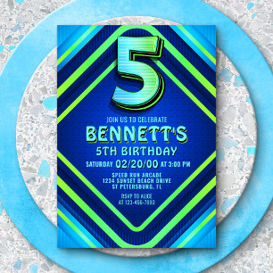 5:e födelsedag Neon-inbjudan Inbjudningar