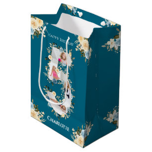 5:e födelsedag Photo Teal Collage Blue Gult Flower