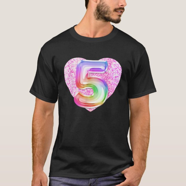 5:e födelsedag: Rosa Hjärtdotter Party Fam T Shirt (Framsida)