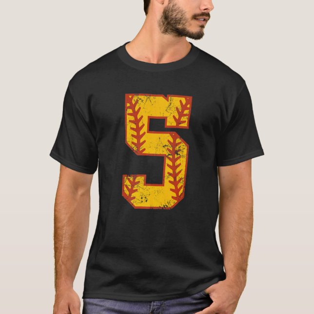 5:e födelsedag Softball Bdy 5-åring T Shirt (Framsida)