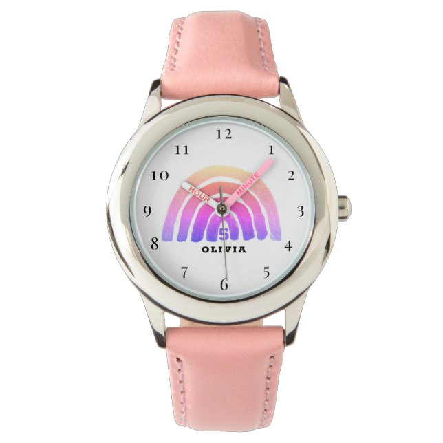 5:e födelsedagen 5 års gammal Rosa Rainbow Boho Armbandsur (Framsida)