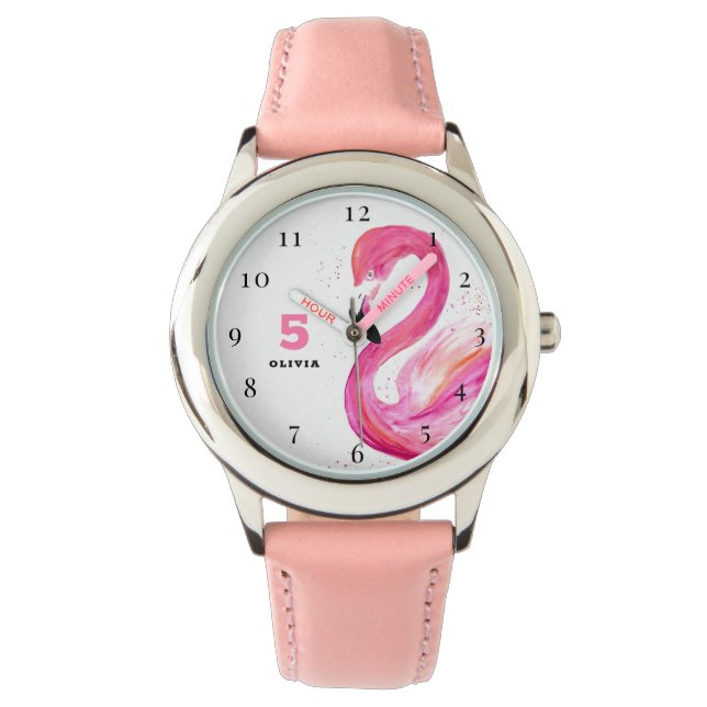 5:e födelsedagen 5 års Söt Flamingo Armbandsur (Framsida)