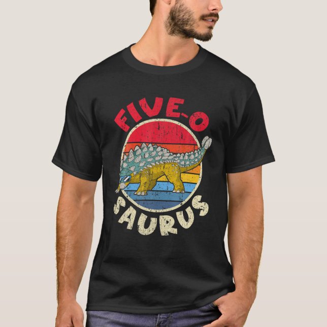 5:e födelsedagen 5 O Saurus I Ankylosaurus I-famil T Shirt (Framsida)