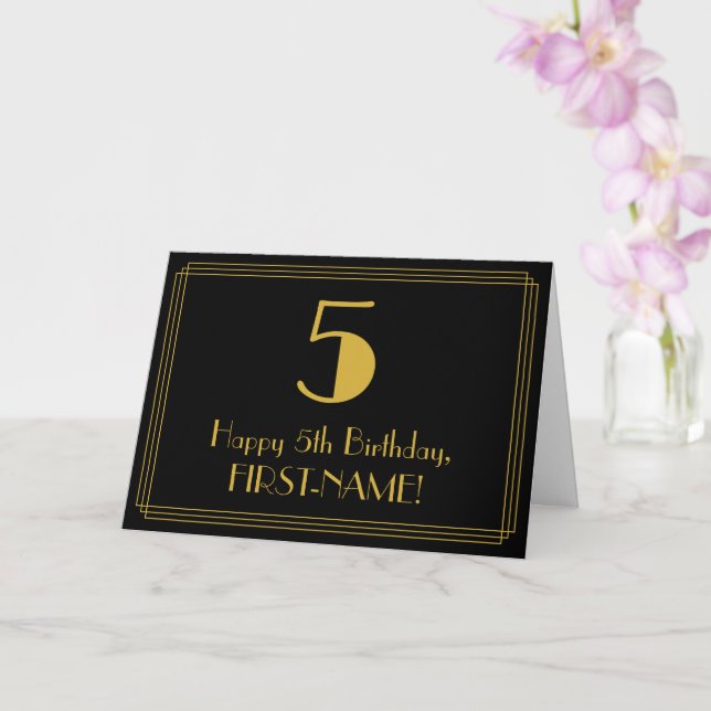 5:e födelsedagen: Art Deco Inspired Titta "5" + Na Kort (Orkide)
