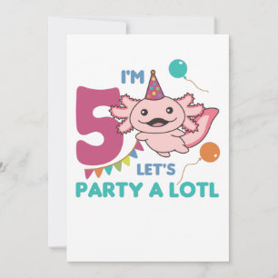 5: e födelsedagen Axolotl 5 år gammal sötad Axolot Inbjudningar