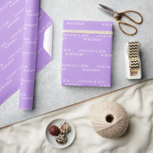 5:e födelsedagen Cute Girly Lila Simple Modern Gir Presentpapper