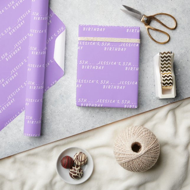 5:e födelsedagen Cute Girly Lila Simple Modern Gir Presentpapper (Hantverk)