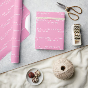 5:e födelsedagen Cute Girly Rosa Simple Modern Gir Presentpapper
