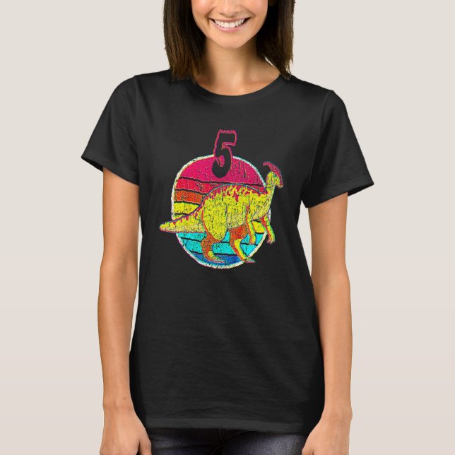 5:e födelsedagen I Parasaurolophus I-familjen matc T Shirt (Framsida)