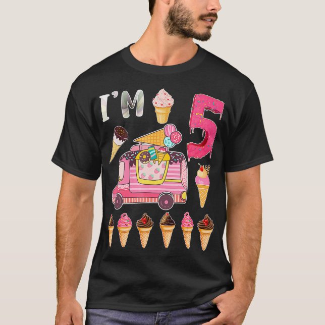 5:e födelsedagsbesättningen Ice Cream Lastbil Im 5 T Shirt (Framsida)
