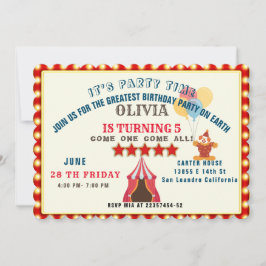 5:E Födelsedagsfesten Circus TEMA FOTO COLLAGE Inbjudningar