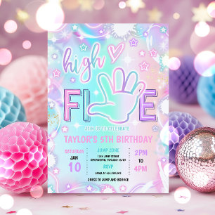 5:e Födelsedagsfesten med hög pastel Neon Glow Inbjudningar