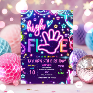 5:e Födelsedagsfesten med hög pastel Neon Glow Inbjudningar