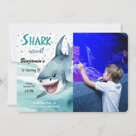 5:e Födelsedagsfesten Shark Photo Inbjudningar