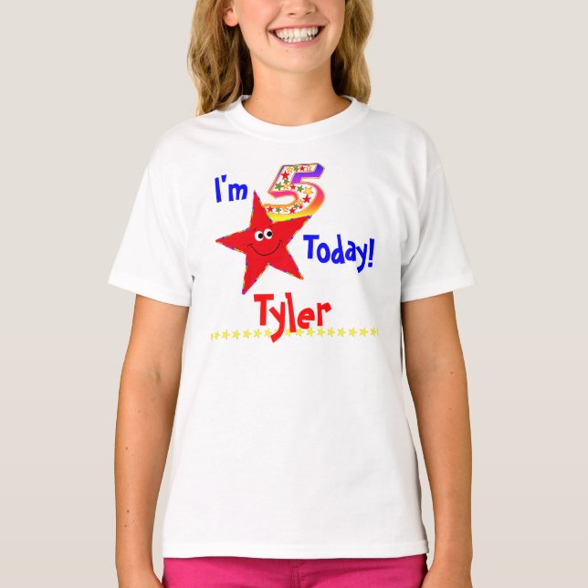 5:e Födelsedagsfesten Shirt Red Stars Tee (Framsida)