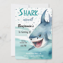 5:e Födelsedagsfestens Shark-inbjudan Inbjudningar