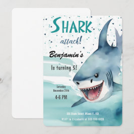 5:e Födelsedagsfestens Shark-inbjudan Inbjudningar