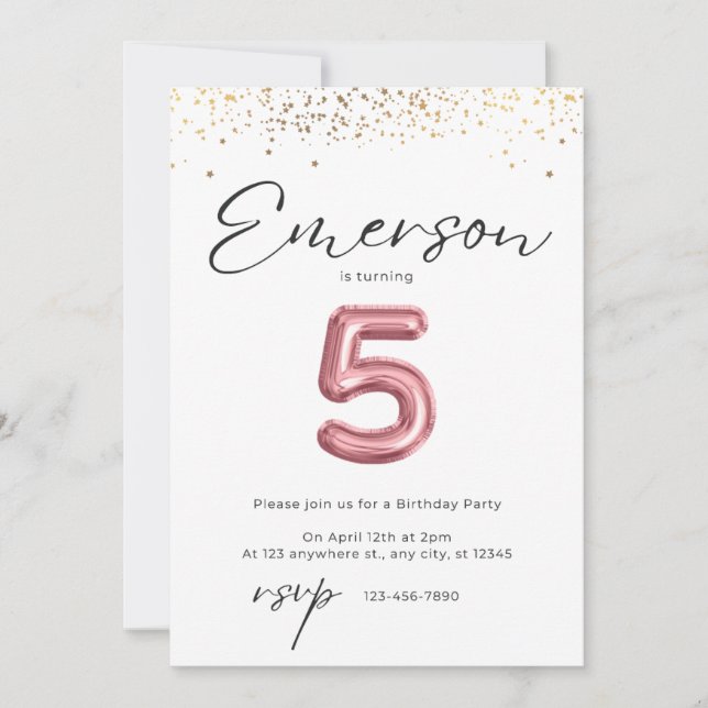 5:e födelsedagsinbjudan inbjudningar (Framsida)
