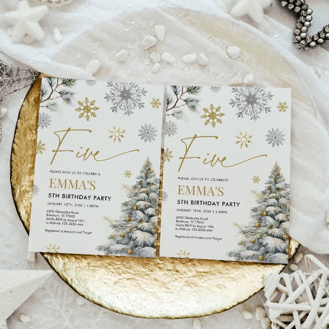 5:e födelsedagsinbjudan, Vinter 5-födelsedag Inbjudningar (Skapare uppladdad)
