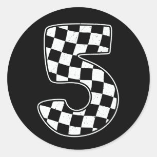 5:e födelsedagskontrollerad nummer 5 Flagga Tävla Runt Klistermärke