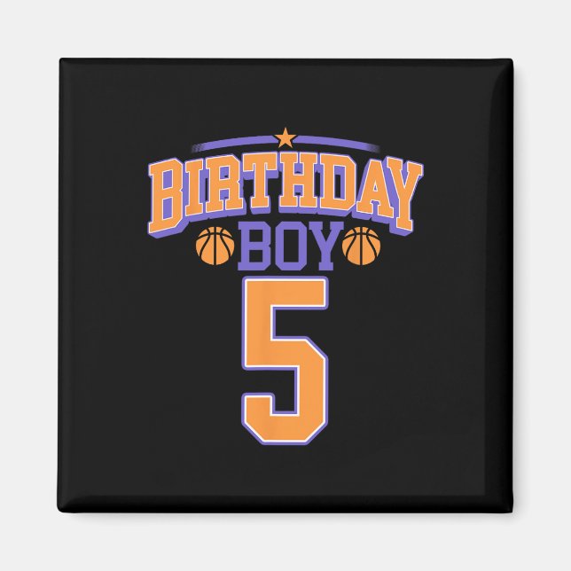 5:e födelsedagspojken Basketball Älskare, 5 år gam Magnet (Framsidan)